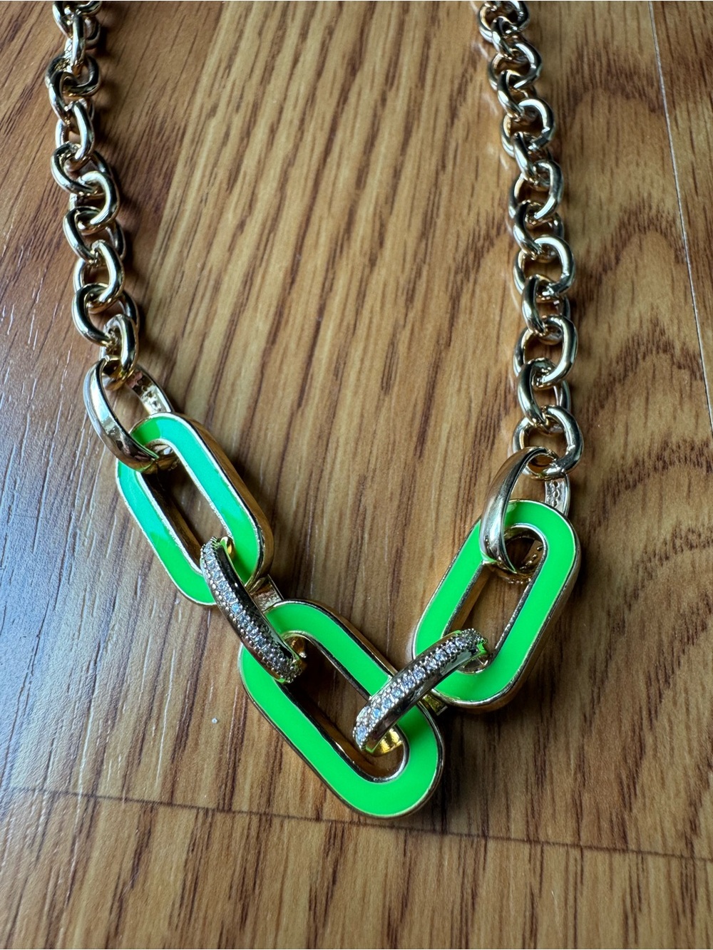 Ettika Gold Necklace with Green Statement Links - Picture 2 of 4